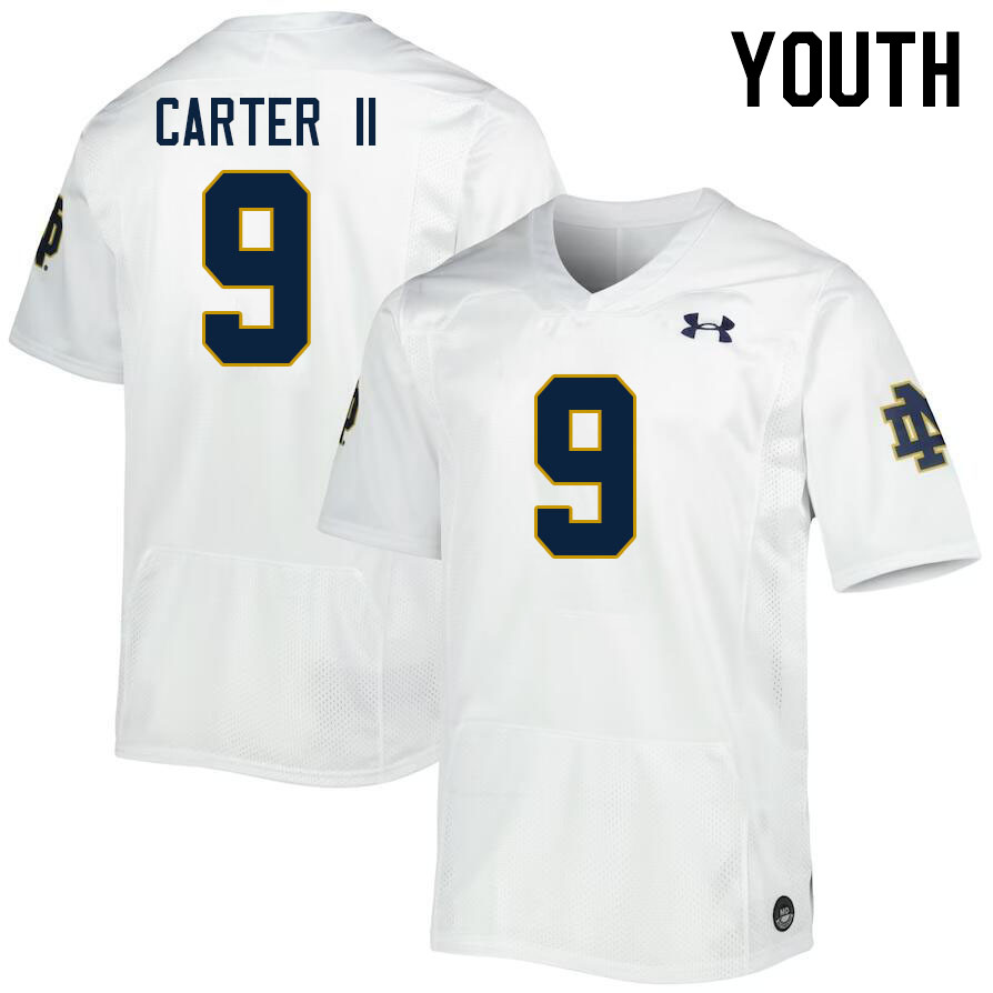 Youth #9 Antonio Carter II Notre Dame Fighting Irish College Football Jerseys Stitched Sale-White - Click Image to Close